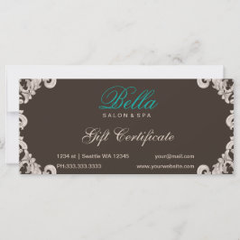 certificado de regalo de salón y spa