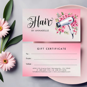 Certificado de regalo de secador de pelo de color