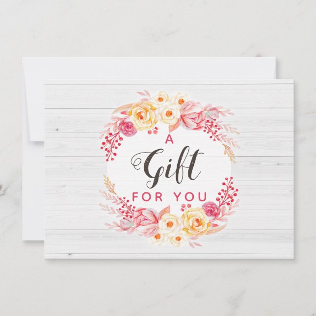 Certificado de regalo de Shabby Chic Rosas y flora (Anverso)