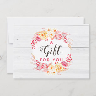 Certificado de regalo de Shabby Chic Rosas y flora