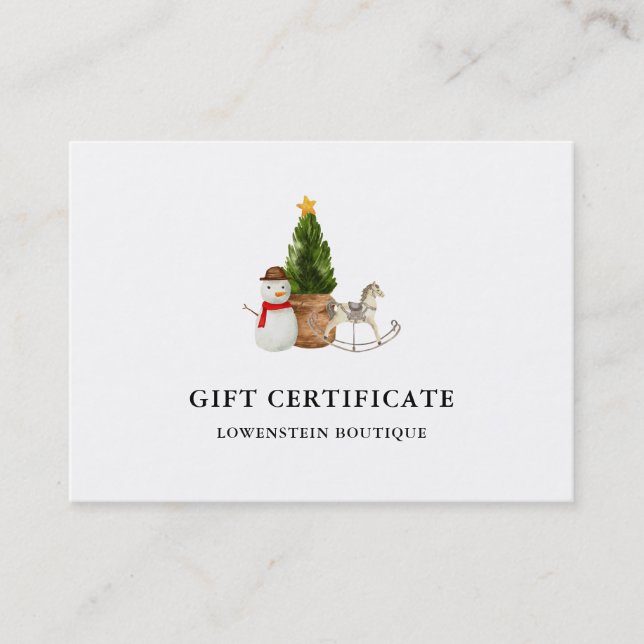 Certificado de regalo de Snowman para árbol de nav (Anverso)
