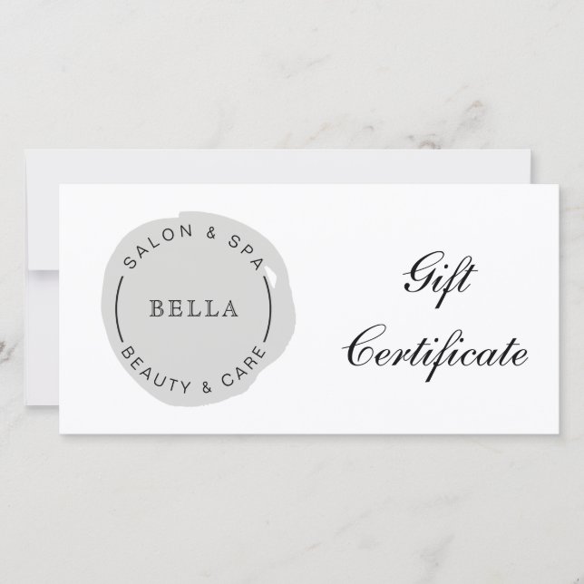 Certificado de regalo de Spa Gray Salon Moderno Mí (Anverso)