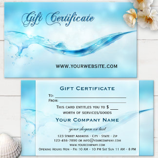 Certificado de regalo de Spa Water Splash