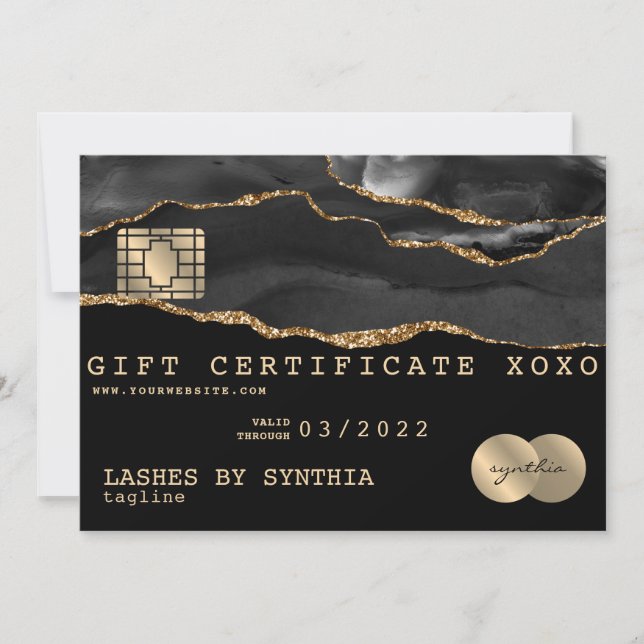 Certificado de regalo de tarjeta de crédito Añadir (Anverso)