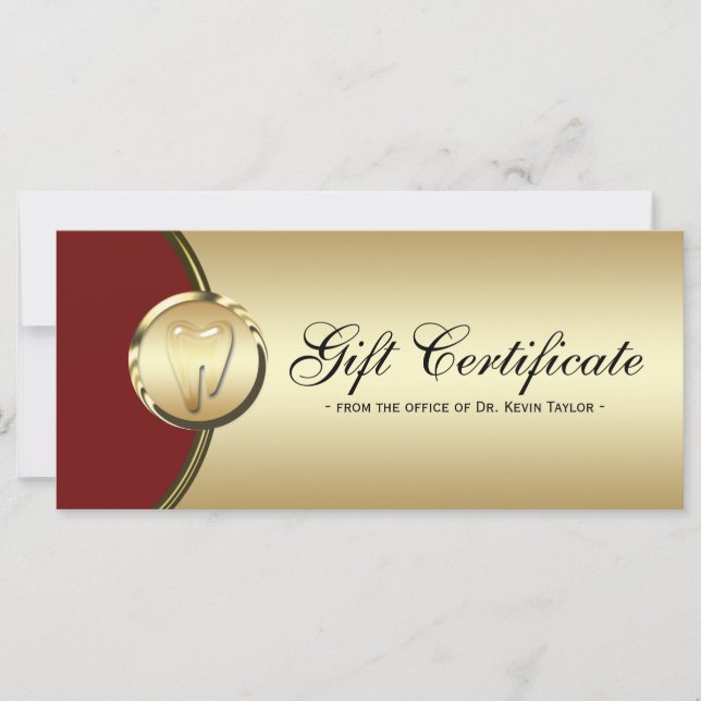 Certificado de regalo de tarjeta de rack dental or (Anverso)