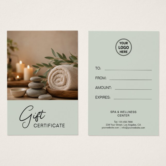 Certificado de regalo de terapeuta de masaje de sp (Anverso y reverso)
