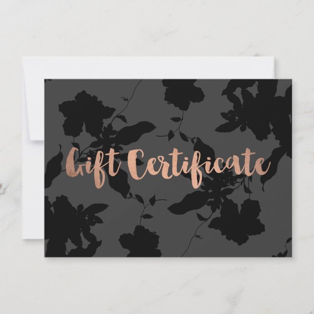 Certificado de regalo de texto de Rosa de floral n (Anverso)