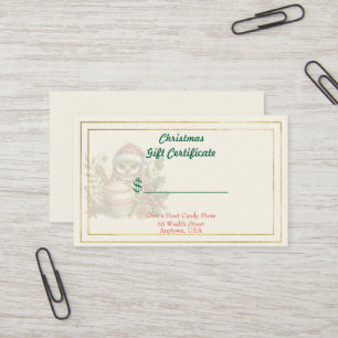 Certificado de regalo de tienda de dulces de Navid