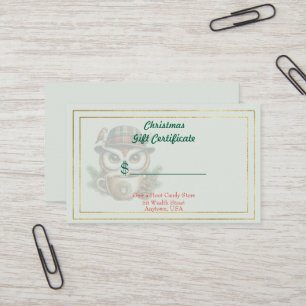Certificado de regalo de tienda de dulces de Navid