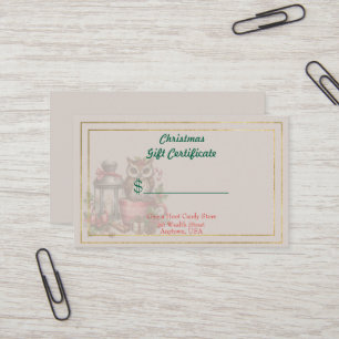 Certificado de regalo de tienda de dulces de Navid