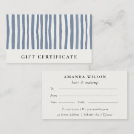 Certificado de regalo de tiras de acuarela azul os