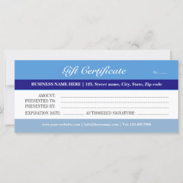 Certificado de regalo de tonos azules