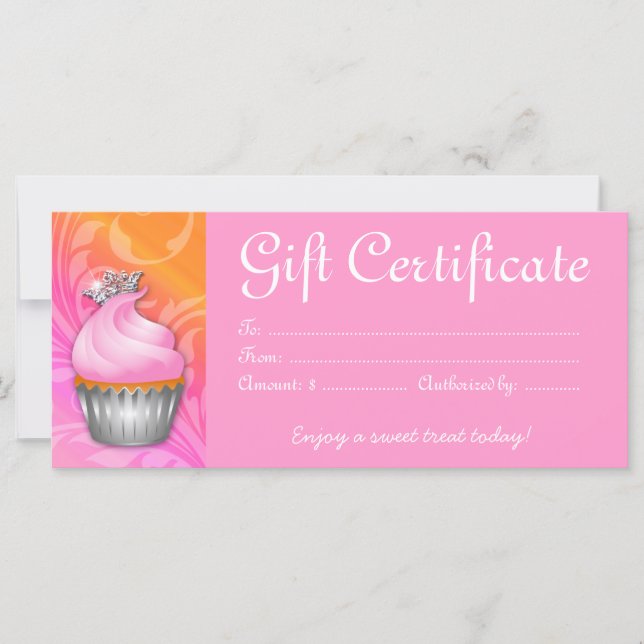 Certificado de regalo de torta de café Naranja ros (Anverso)