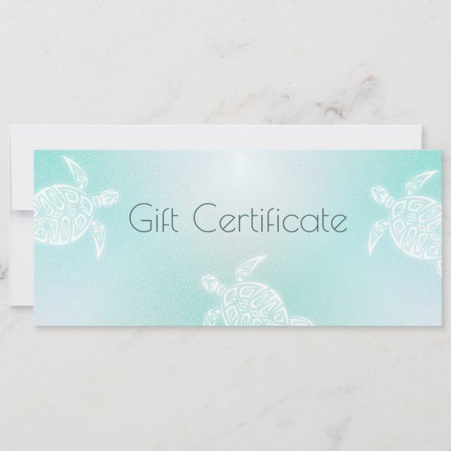 Certificado de regalo de tortuga blanca turquesa (Anverso)