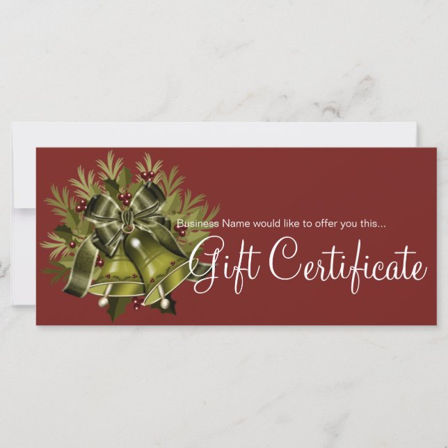 Certificado de regalo de vacaciones Navidades verd (Anverso)