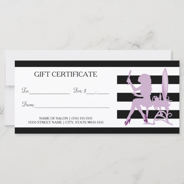 Certificado de regalo de venta de Chica púrpura de (Anverso)