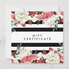 Certificado de regalo de venta de flores y rayas d