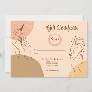 Certificado de regalo de venta de uñas