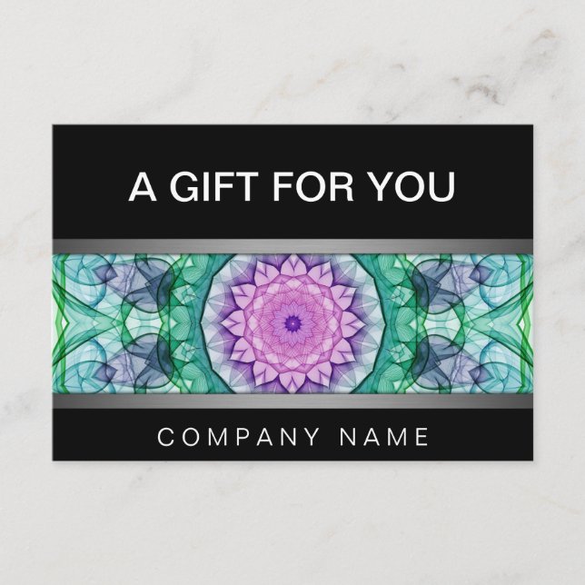 Certificado de regalo de Waterlily Mandala moderna (Anverso)