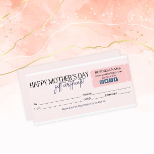 Certificado de regalo del Día de la Madre de Rubor
