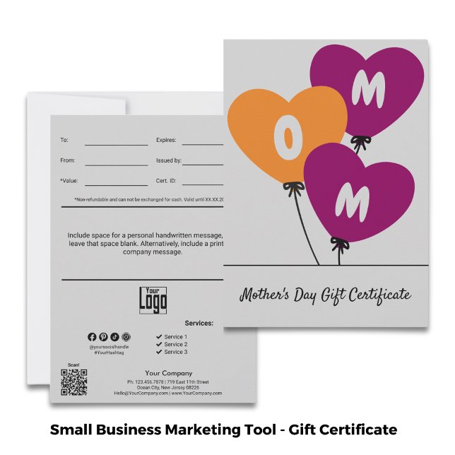Certificado de Regalo del Día de la Madre Moderno (Modern Happy Mother's Day Gift Certificate - Gray, Black, Orange, Red)