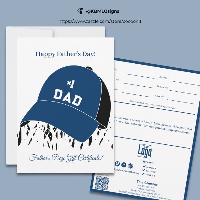 Certificado de regalo del Día del Padre Feliz (#1 Dad Cap Happy Father's Day Gift Certificate)