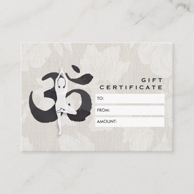 Certificado de regalo del instructor de YOGA Símbo (Anverso)