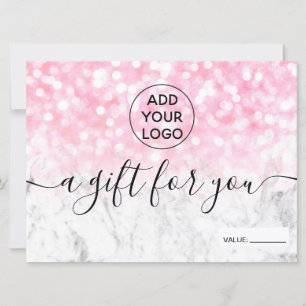 Certificado de regalo del logotipo de mármol rosa 