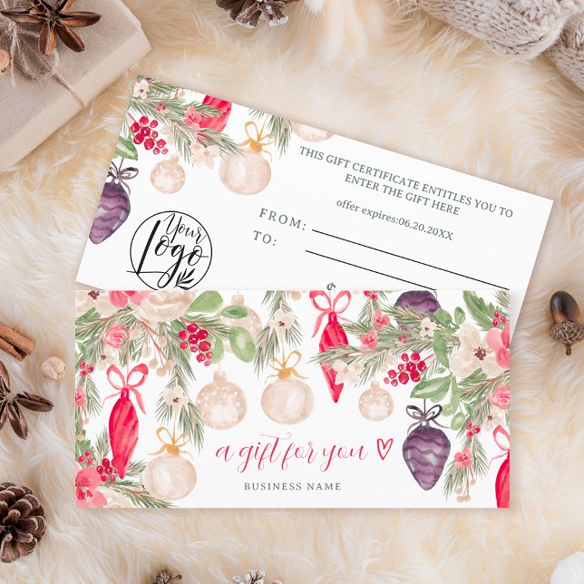 Certificado de regalo del logotipo de Navidades de (Festive winter Christmas logo gift certificate)