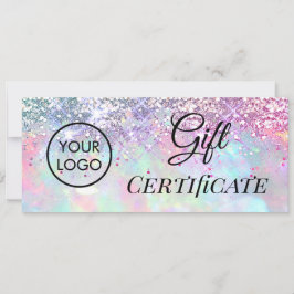 certificado de regalo del logotipo de opal de purp