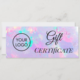 certificado de regalo del logotipo de opal púrpura
