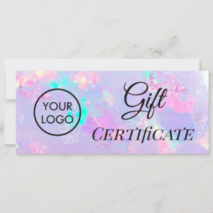 certificado de regalo del logotipo de opal púrpura