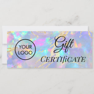 certificado de regalo del logotipo de textura opal