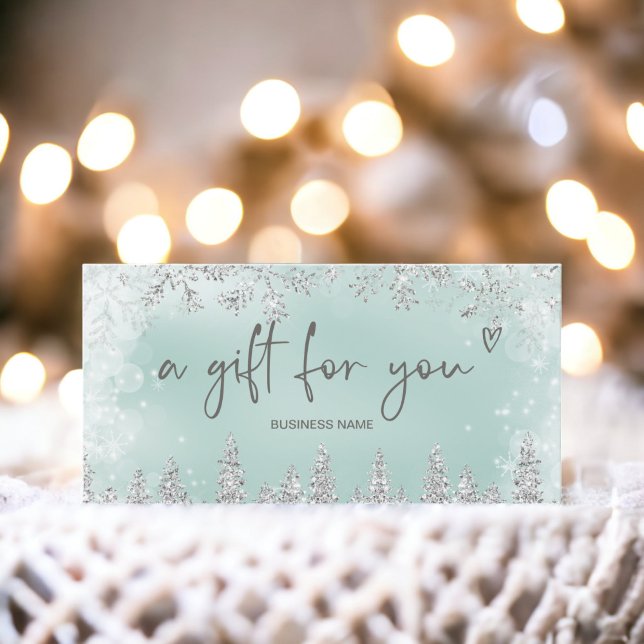 Certificado de regalo del logotipo del pino de nie (Silver ice blue snow pine logo gift certificate)