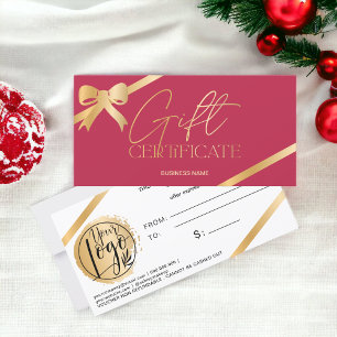 Certificado de regalo del logotipo magenta de la c