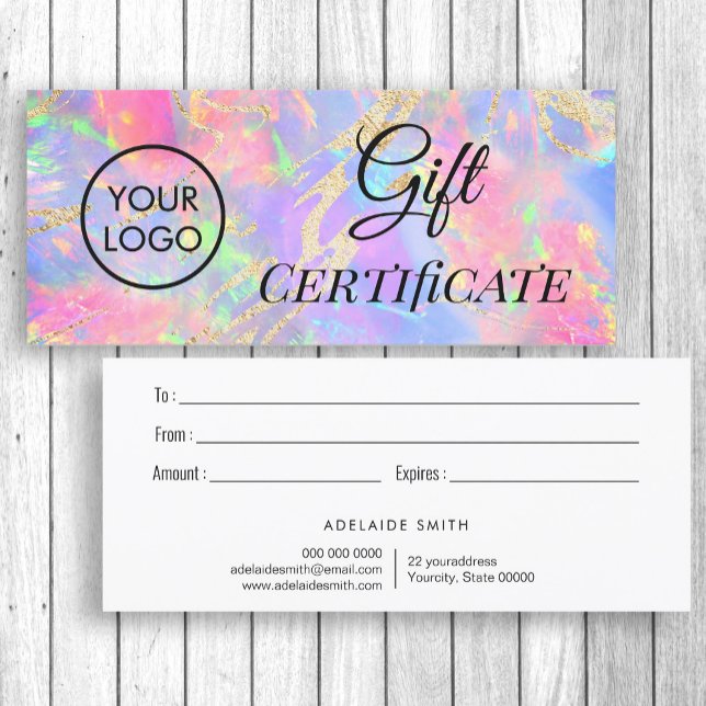 certificado de regalo del logotipo opal de neón (Subido por el creador)