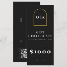 Certificado de Regalo del Salón Modern Black Gold
