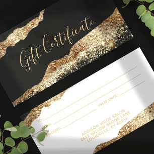 Certificado de Regalo Deslumbrante Negro y Dorado 