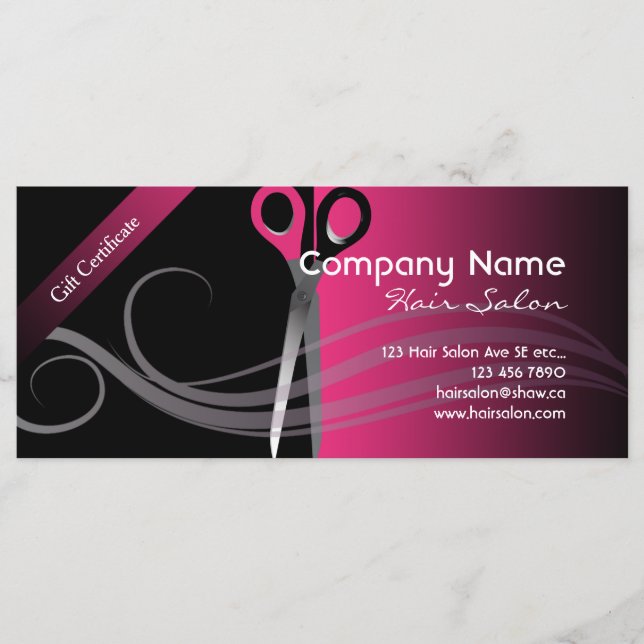 Certificado de regalo diseño moderno negro y rosa (Anverso)