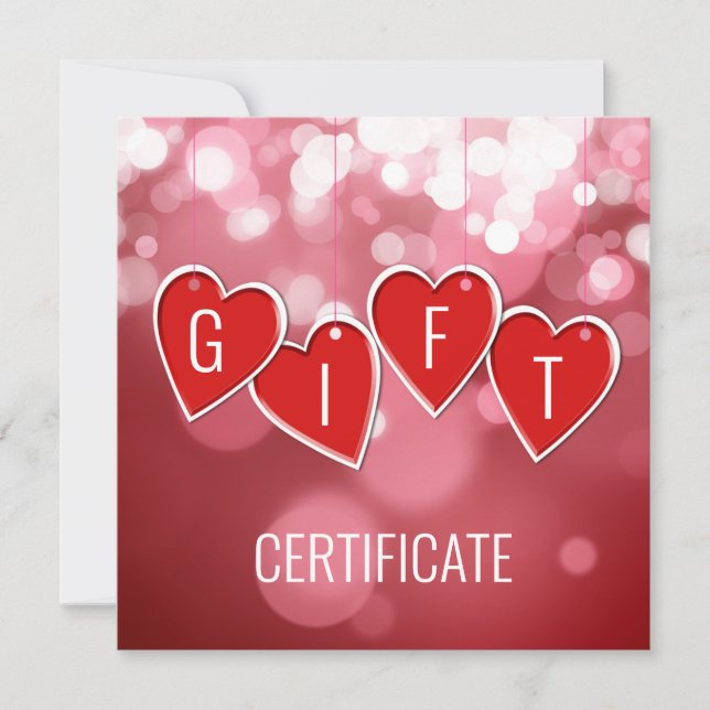 Certificado de regalo El día de San Valentín Amor  (Anverso)