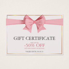 Certificado de regalo elegante de crema para negoc