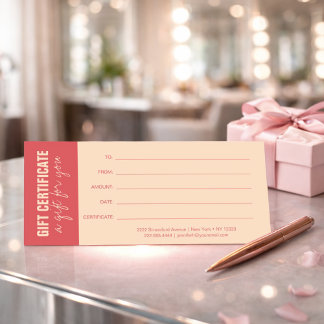 Certificado de regalo elegante de rosa y marfil pa