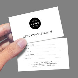 Certificado de regalo elegante del logotipo de neg