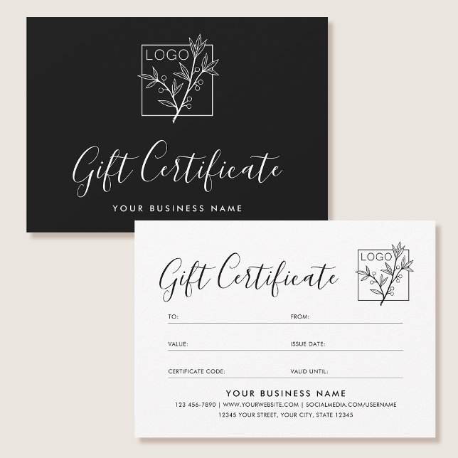 Certificado de regalo elegante Logotipo personaliz (Subido por el creador)