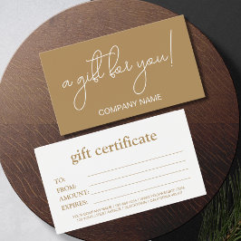 Certificado de regalo elegante marrón de negocios