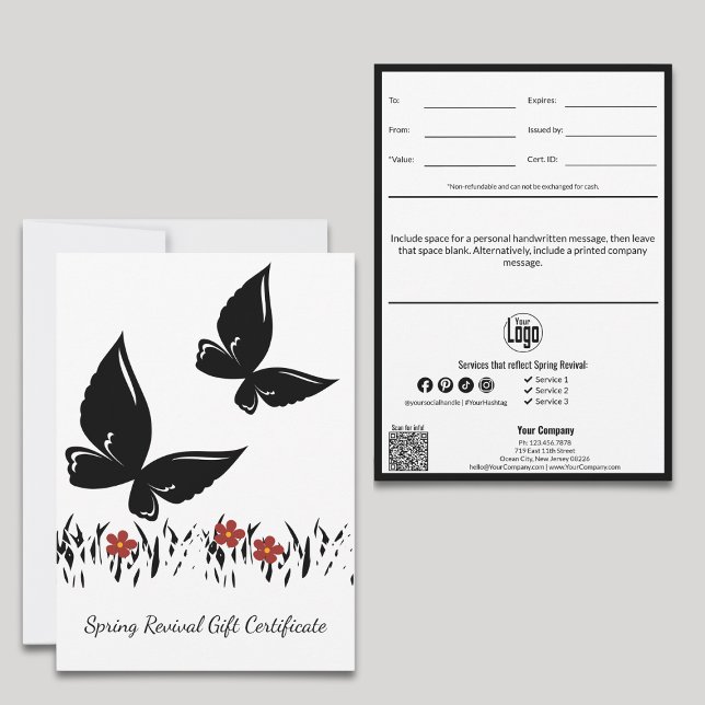 Certificado de regalo empresarial de reactivación  (Modern Spring Revival Business Gift Certificate)