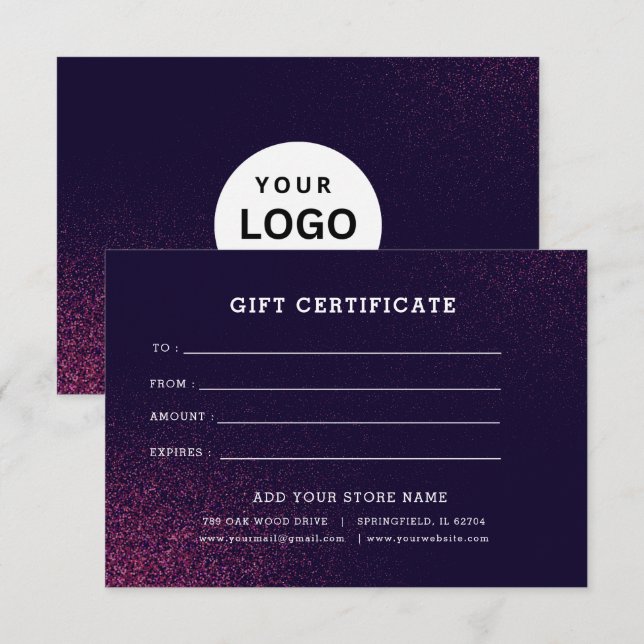 Certificado de regalo empresarial editable Agregar (Anverso / Reverso)