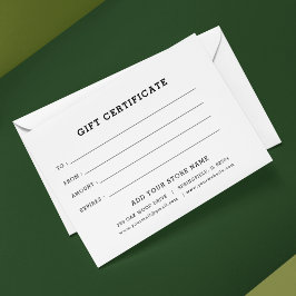 Certificado de regalo empresarial editable Agregar