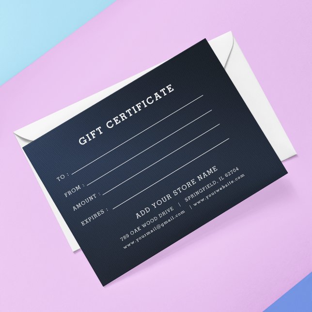 Certificado de regalo empresarial editable Agregar ( Business Gift Certificate With Logo)