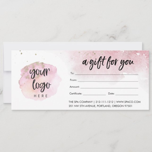 Certificado De Regalo Empresarial Moderno Rosa Con (Anverso)